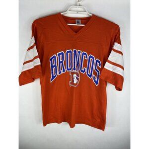 1980s Denver Broncos Old Logo Jersey Style T-Shirt Logo 7 Tag NFL Spellout